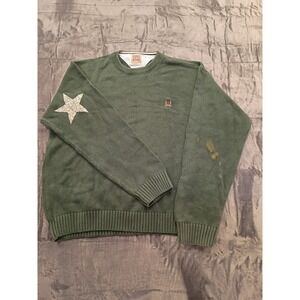 Furst Of A Kind Green Sweater Crew Neck‎ Star Logo Flawed Vintage Men's Size L